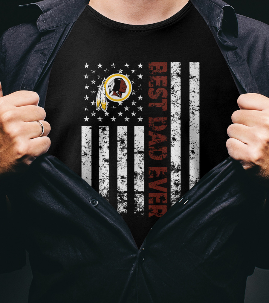 Best Dad Ever Washington Redskins American Flag T-Shirt