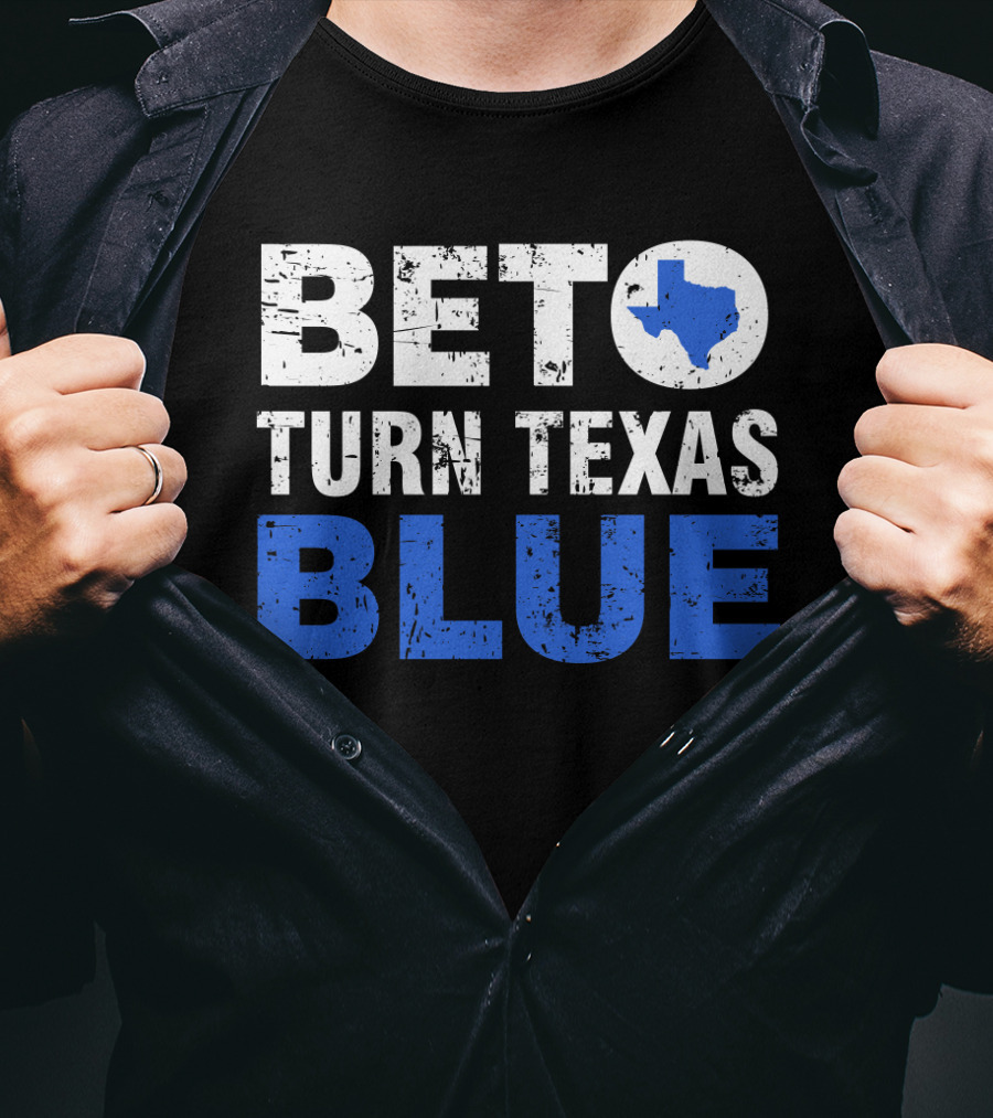 Beto O'Rourke Turn Texas Blue State Outline T-Shirt