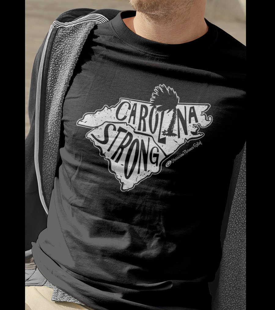 Carolina Strong Hurricane Florence Relief Map Design With Palmetto T-Shirt