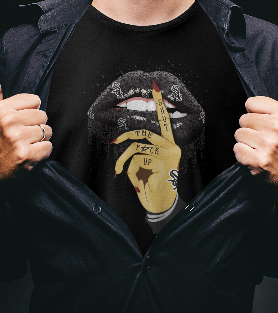 Chicago White Sox Glitter Lip Shut Up Tattoo T-Shirt