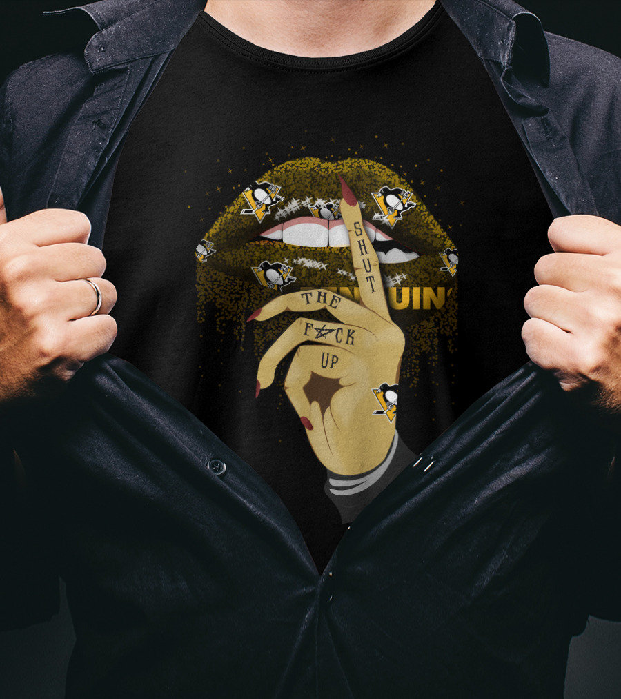 Pittsburgh Penguins Glitter Lip Shut Up Statement Fan T-Shirt