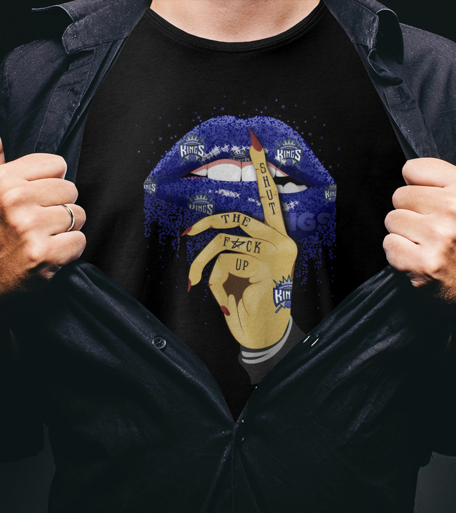 Sacramento Kings Lip Shut Up Hand Gesture T-Shirt