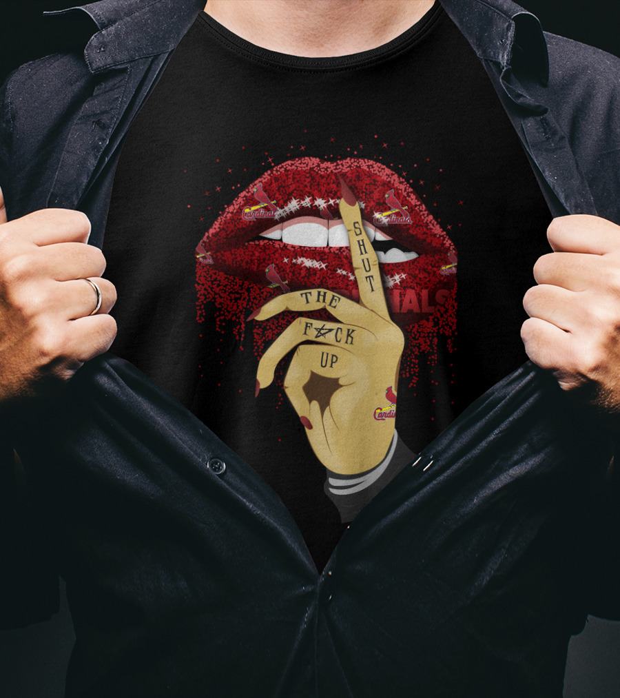 St Louis Cardinals Glitter Lips Shut Up Fan T-Shirt