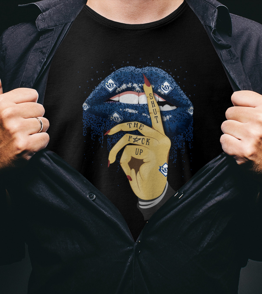 Rays Glitter Lips With Shut Up Hand Gesture For Fans T-Shirt