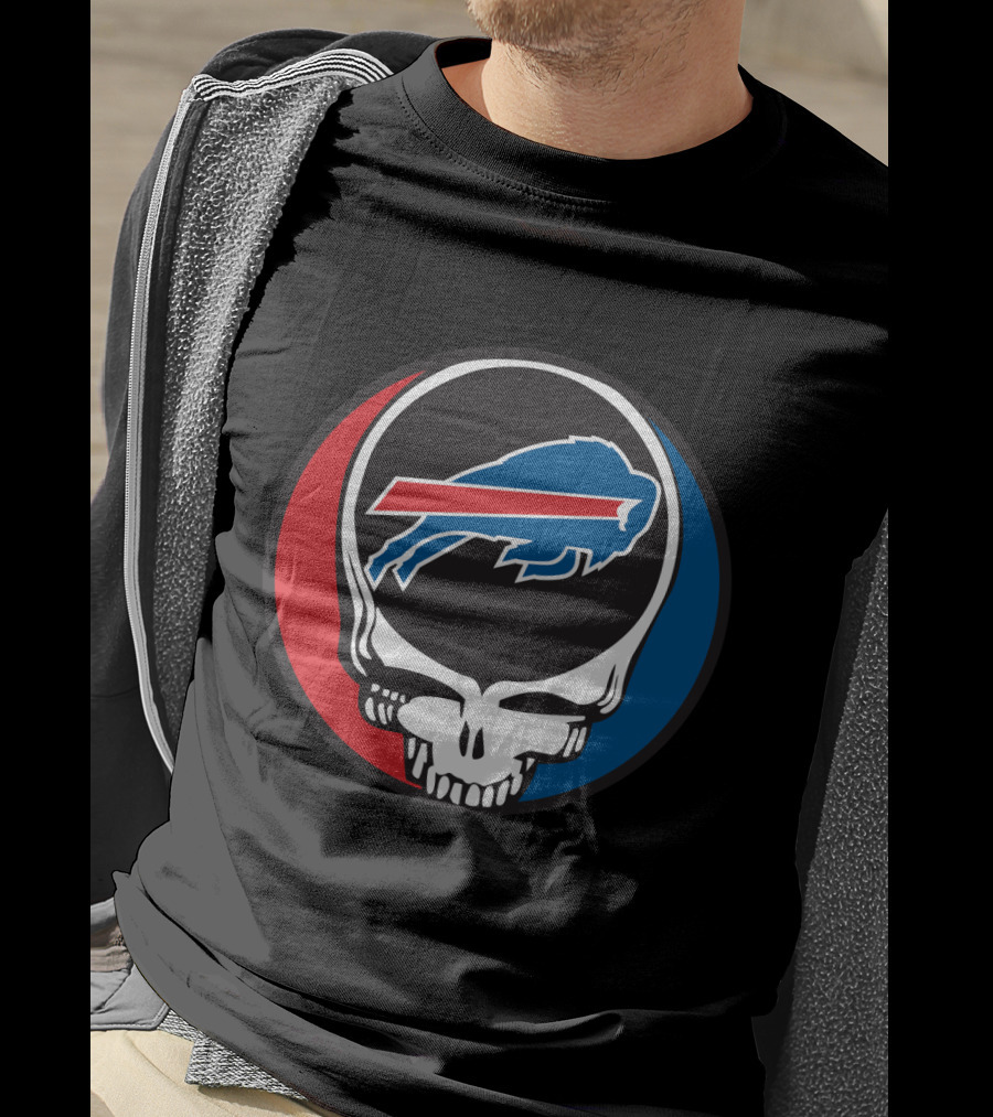 Buffalo Bills Grateful Dead Fan Skull Buffalo Logo Mark T-Shirt