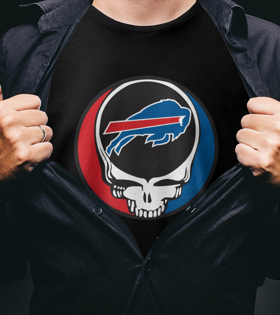 Buffalo Bills Grateful Dead Fan Skull Buffalo Logo Mark T-Shirt