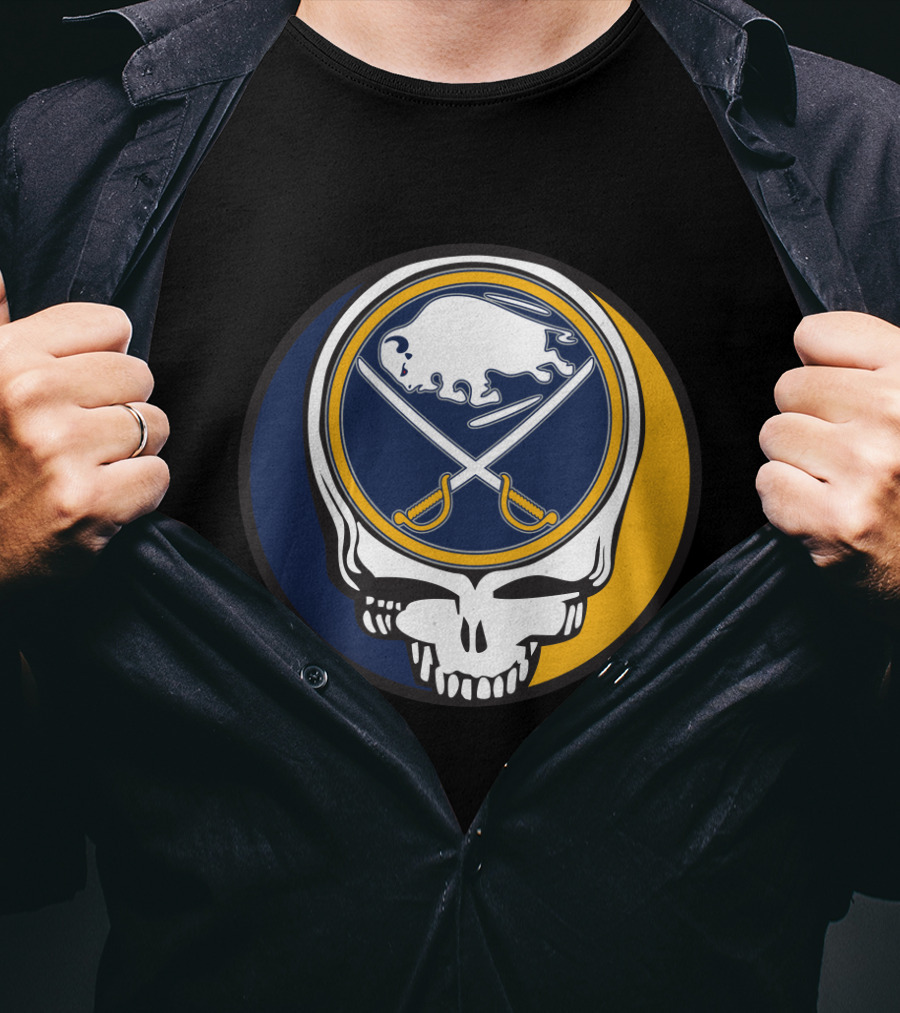 Buffalo Sabres Logo With Grateful Dead Skull Design For Fans T-Shirt