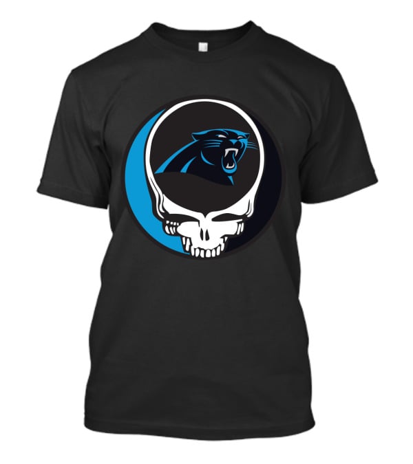 Carolina Panthers Fans Grateful Dead Skull Logo Fusion T-Shirt