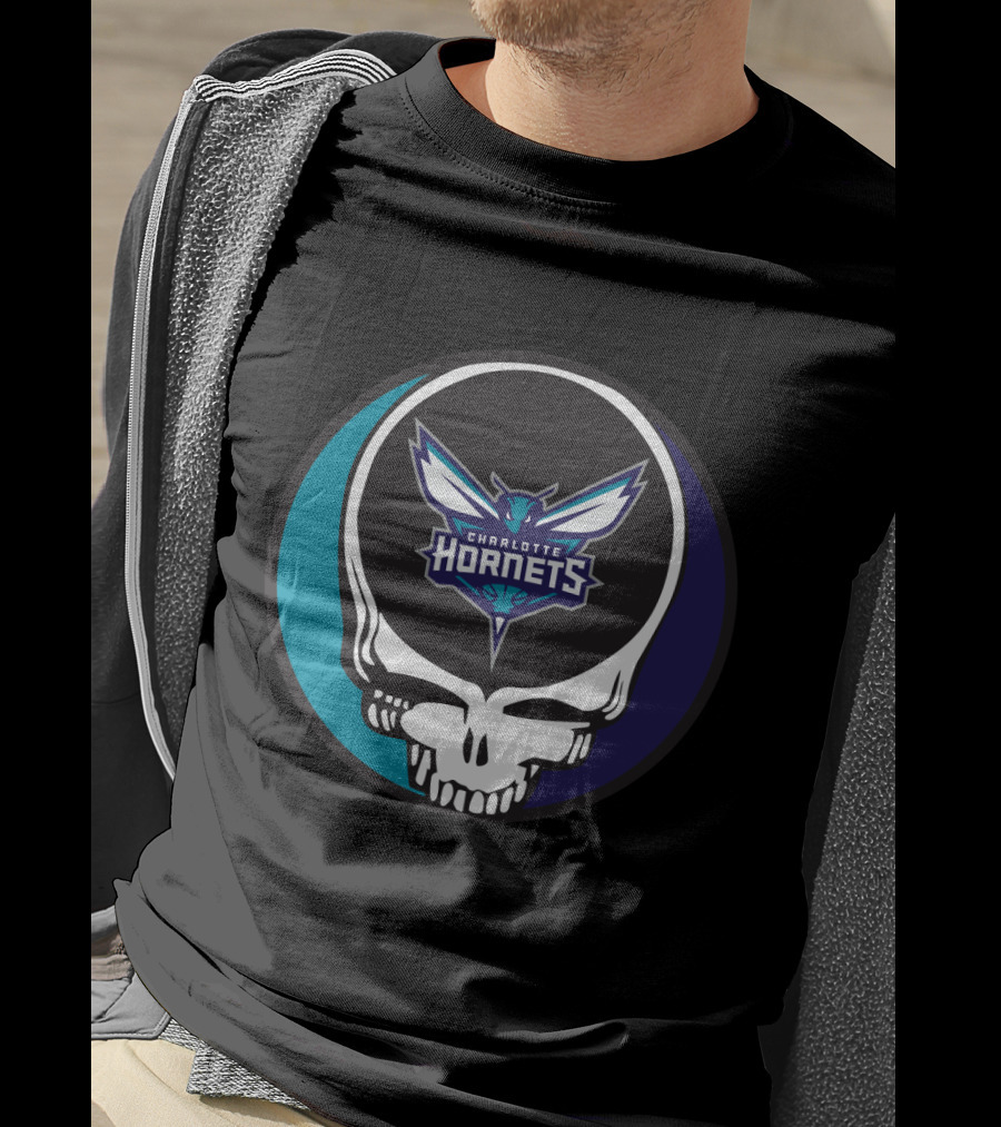 Grateful Dead Charlotte Hornets Skull Logo Combination T-Shirt