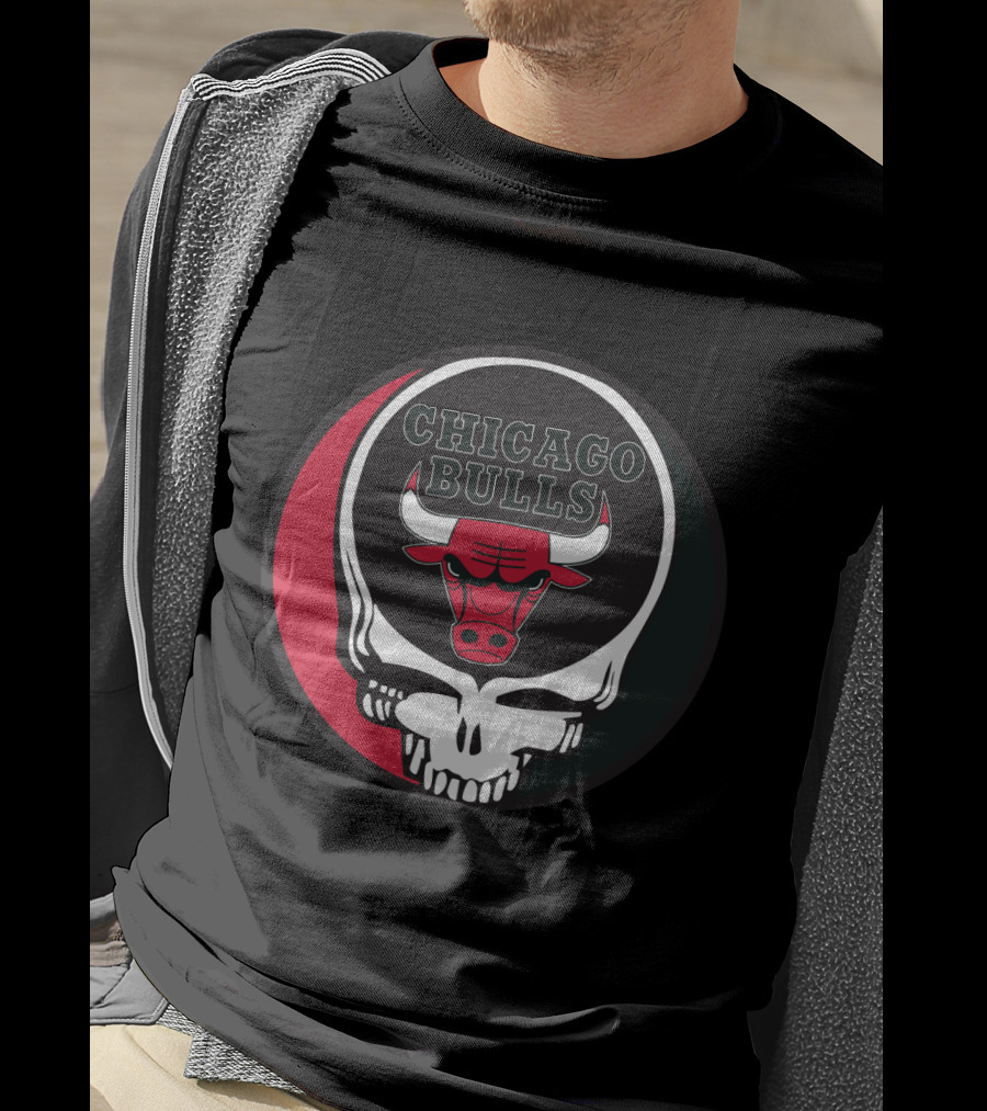 Grateful Dead Skull With Chicago Bulls T-Shirt