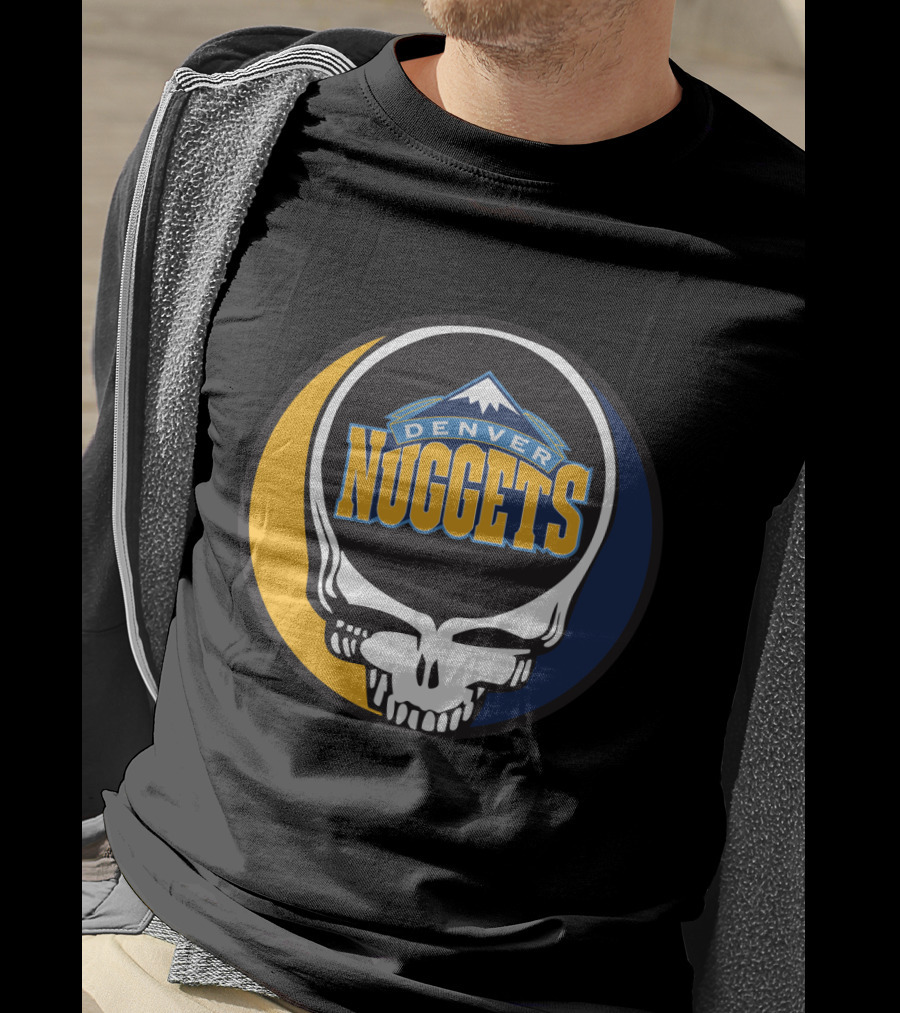 Denver Nuggets Grateful Dead Skull Logo With Mountain Symbol T-Shirt