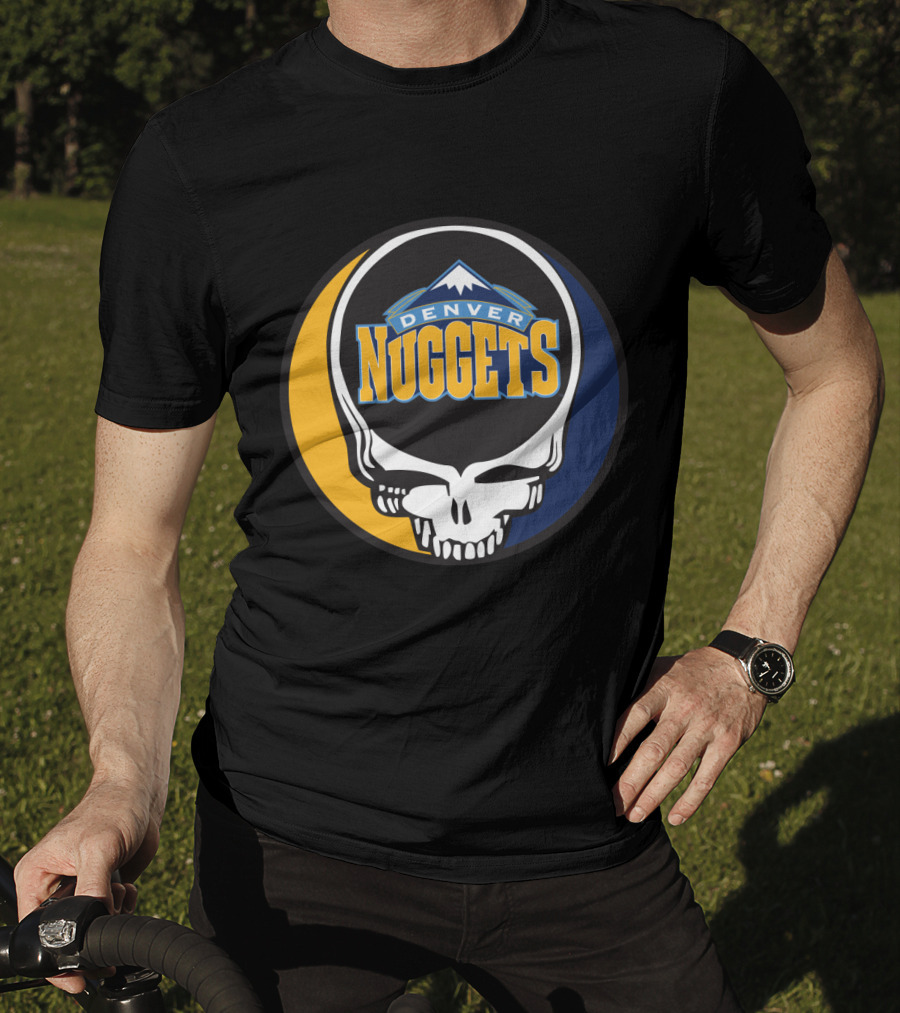Denver Nuggets Grateful Dead Skull Logo With Mountain Symbol T-Shirt