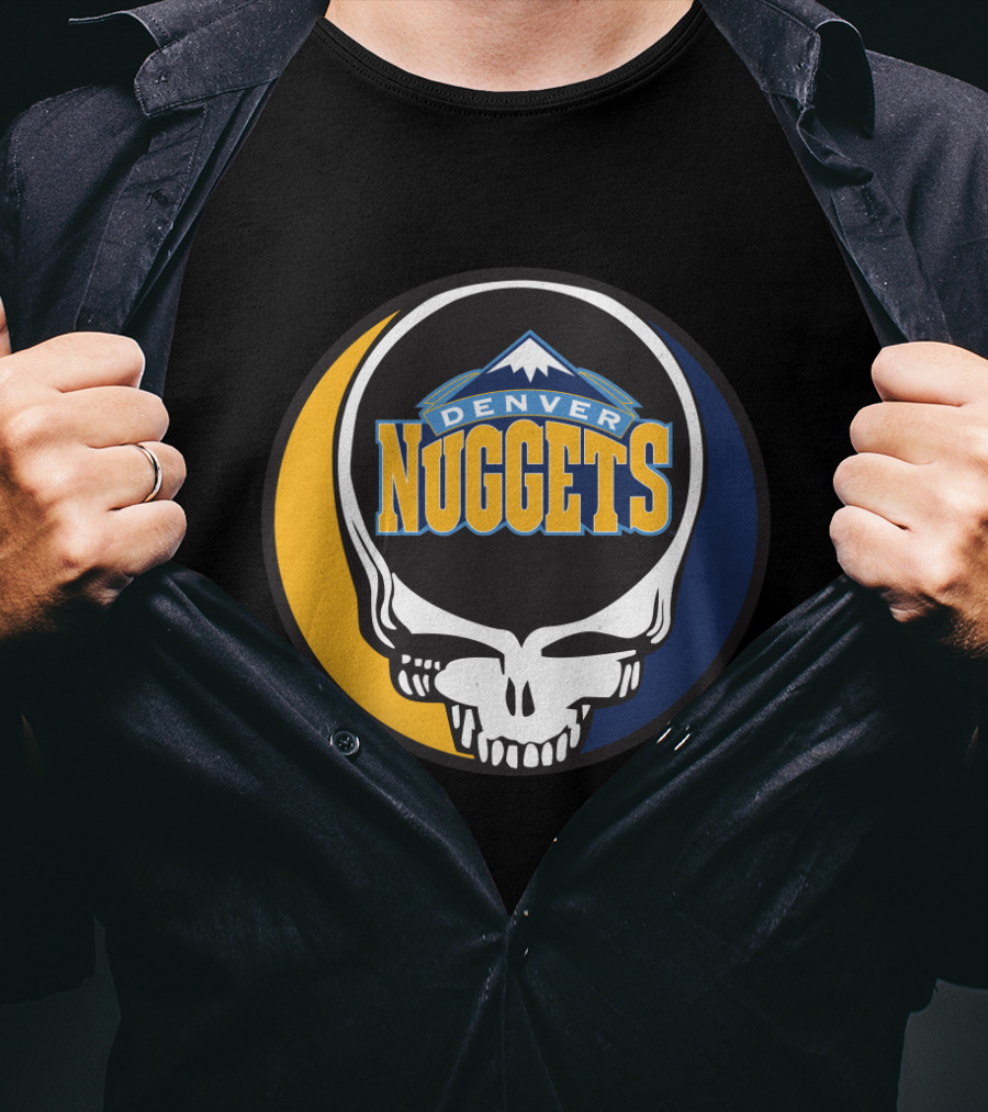 Denver Nuggets Grateful Dead Skull Logo With Mountain Symbol T-Shirt