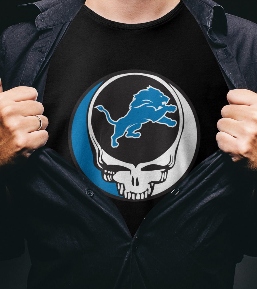 Detroit Lions Fans Grateful Dead Logo Fusion T-Shirt