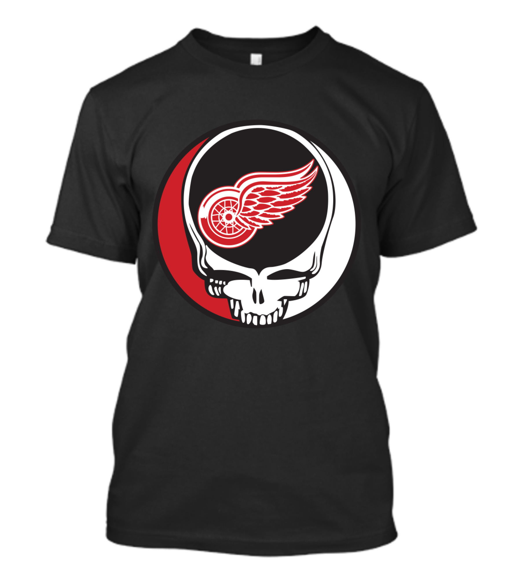 Grateful Dead Skull With Detroit Red Wings Logo For Fans T-Shirt