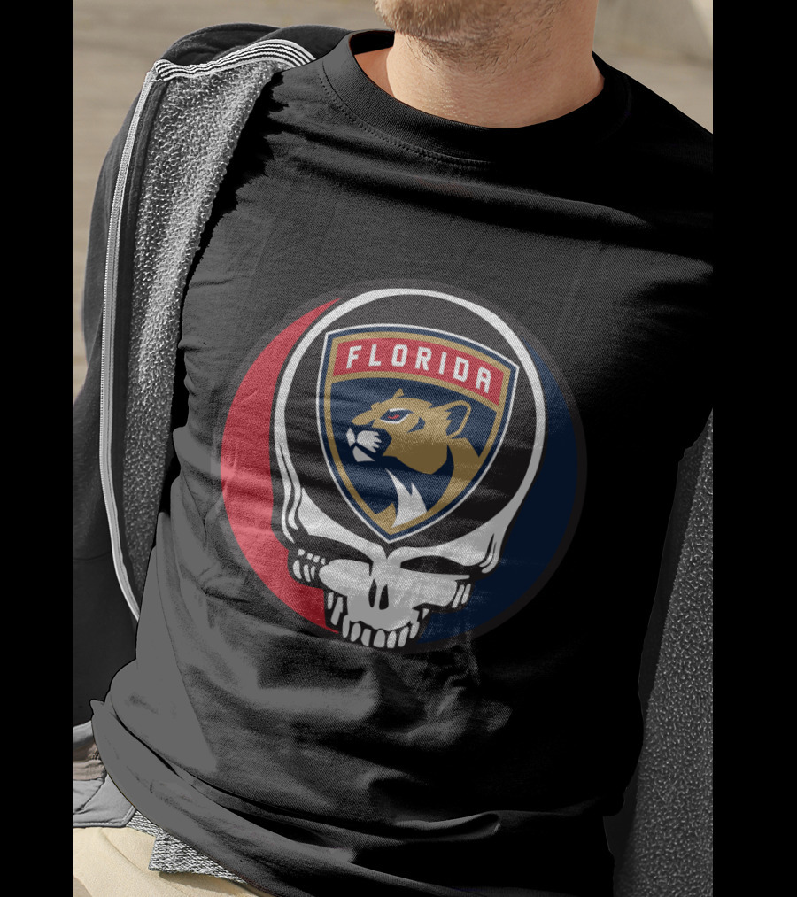 Grateful Dead Skull With Florida Panthers Logo For Fans T-Shirt