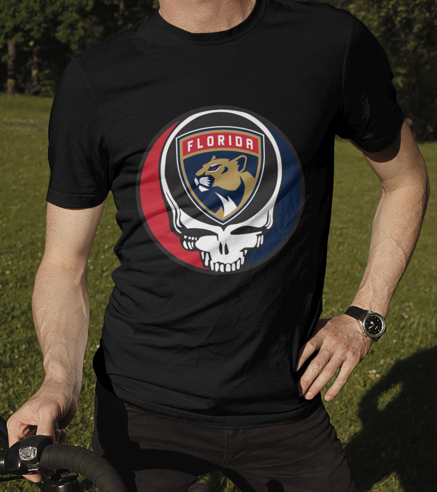 Grateful Dead Skull With Florida Panthers Logo For Fans T-Shirt
