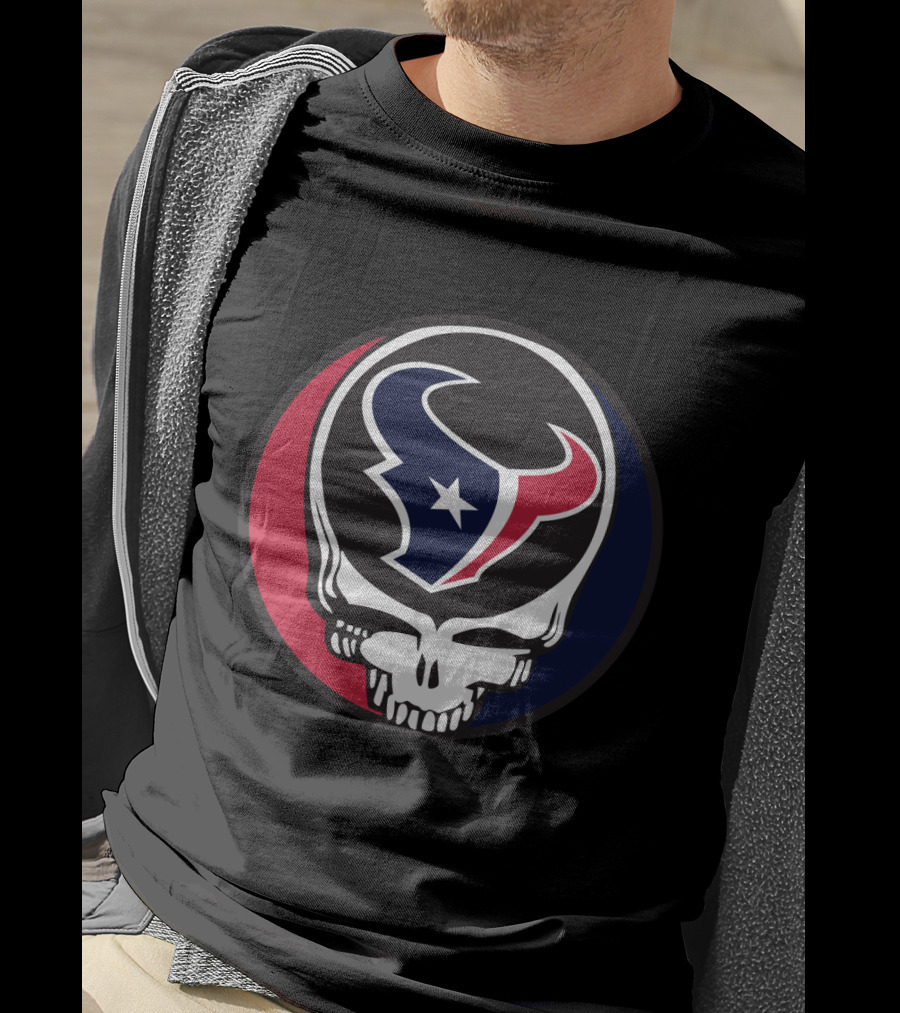 Grateful Dead Skull With Houston Texans Logo For Fans T-Shirt