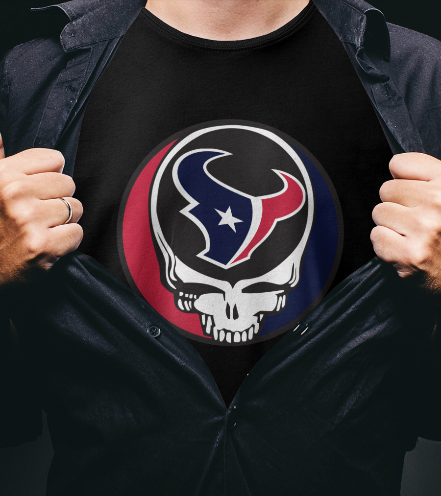 Grateful Dead Skull With Houston Texans Logo For Fans T-Shirt