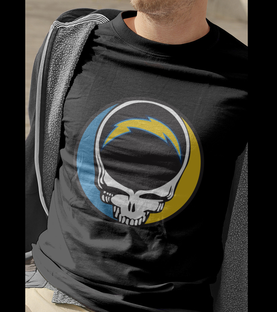 Grateful Dead And Los Angeles Chargers Logo Fusion For Fans T-Shirt