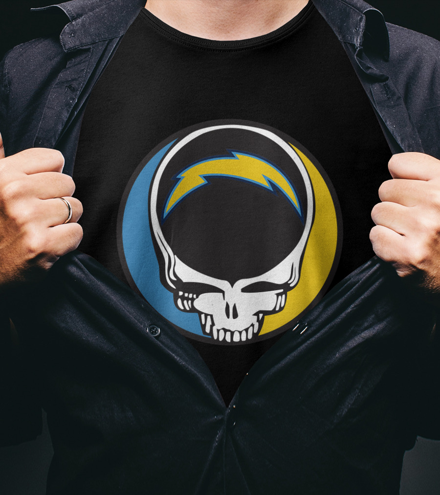 Grateful Dead And Los Angeles Chargers Logo Fusion For Fans T-Shirt