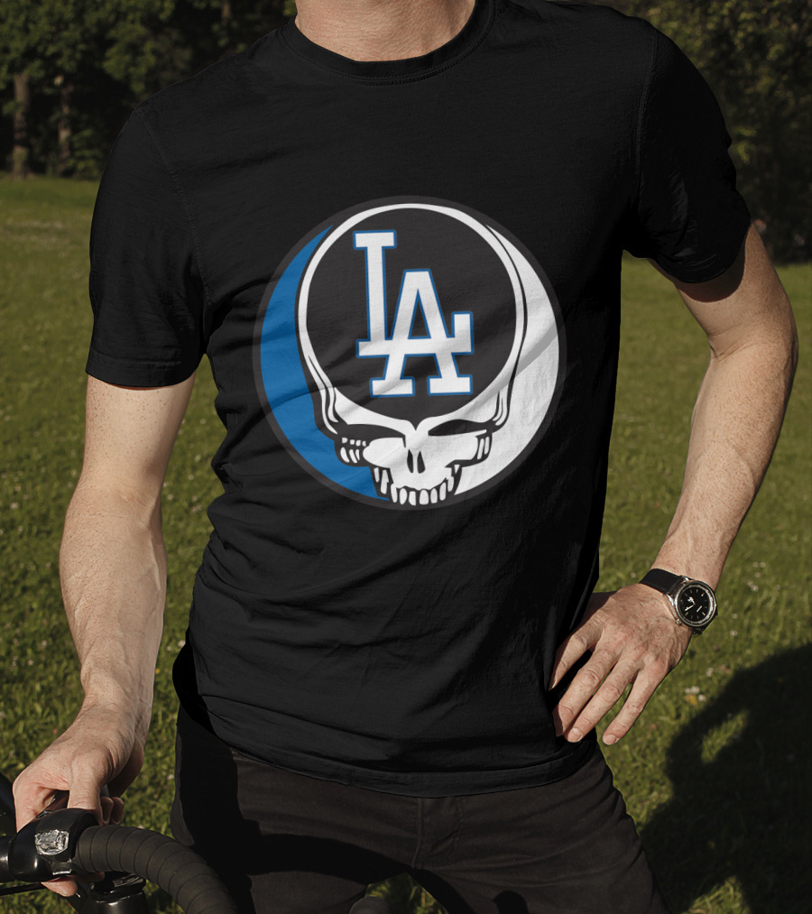 Grateful Dead Los Angeles Dodgers Fans Iconic Skull Logo Fusion T-Shirt