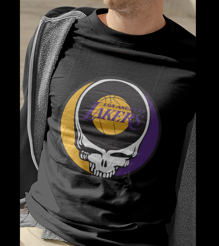 Grateful Dead Los Angeles Lakers Basketball Skull T-Shirt