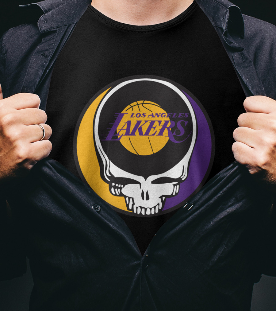 Grateful Dead Los Angeles Lakers Basketball Skull T-Shirt