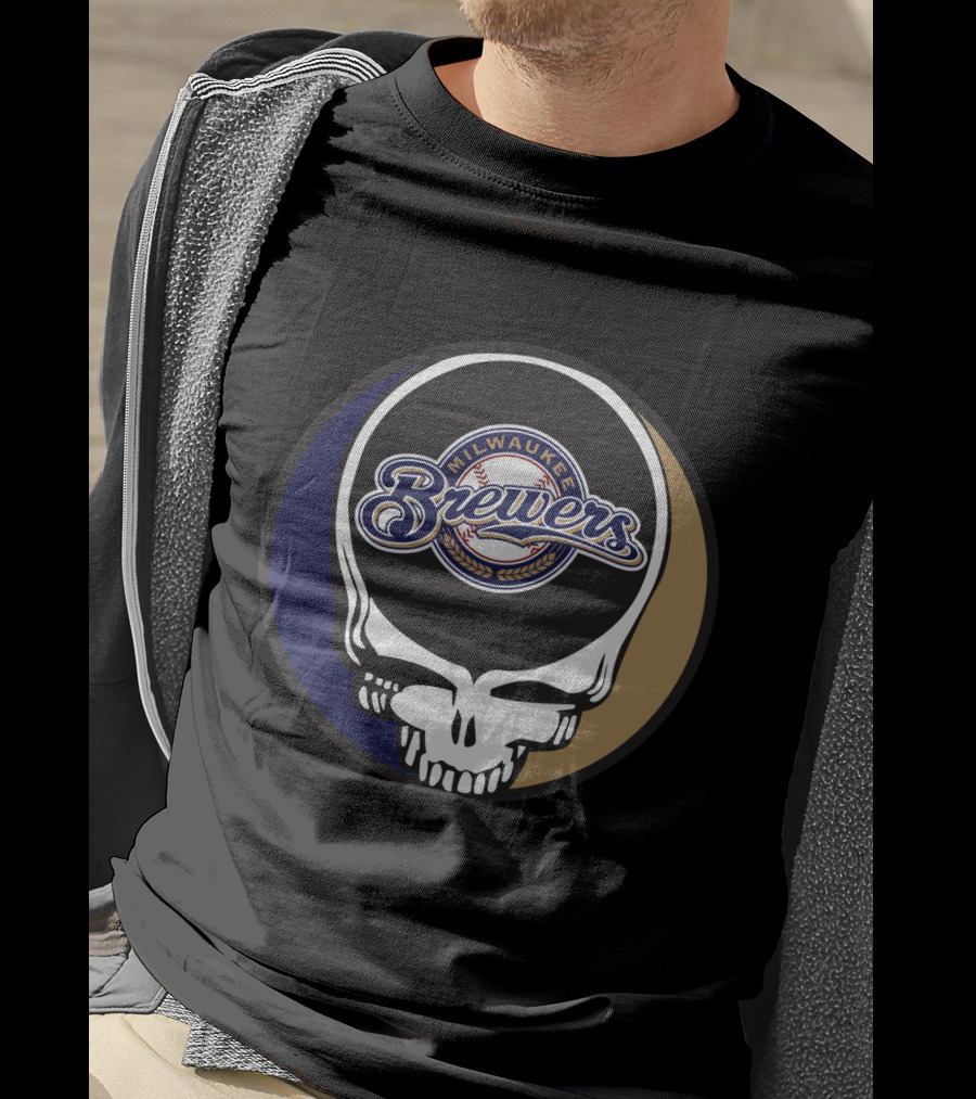 Milwaukee Brewers Grateful Dead Skull T-Shirt