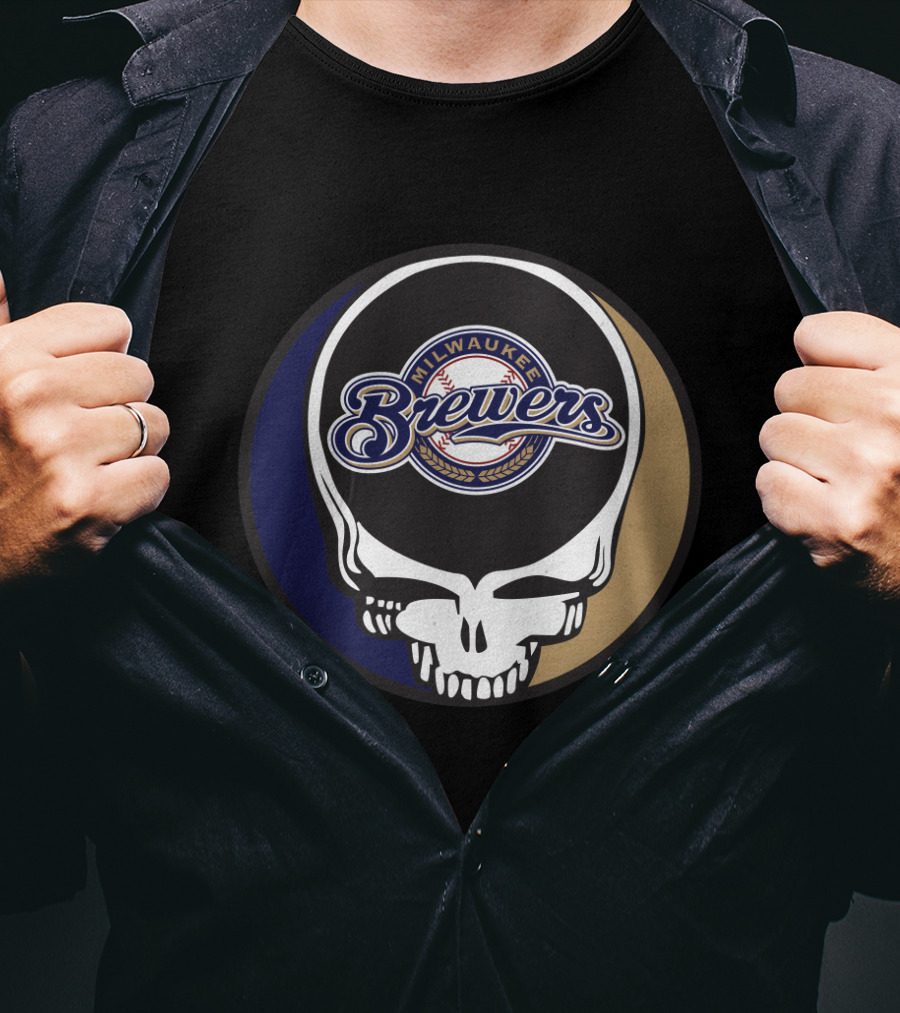 Milwaukee Brewers Grateful Dead Skull T-Shirt