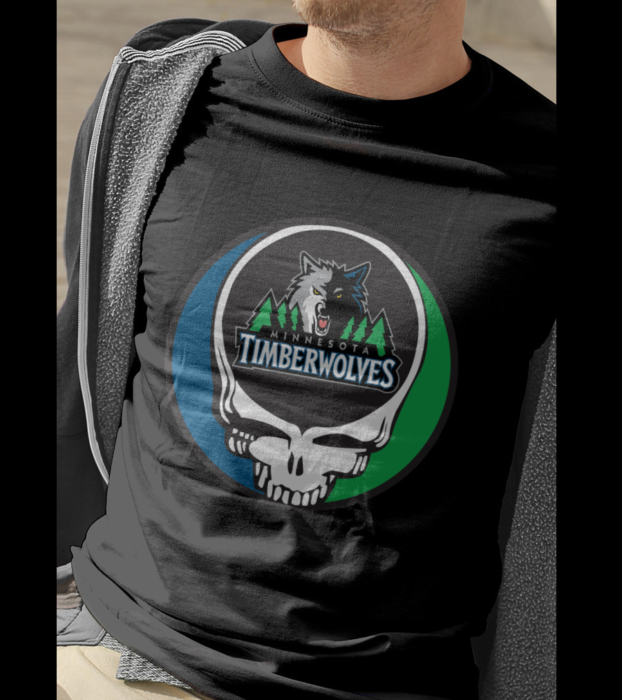 Grateful Dead Minnesota Timberwolves Basketball Fan Skull T-Shirt