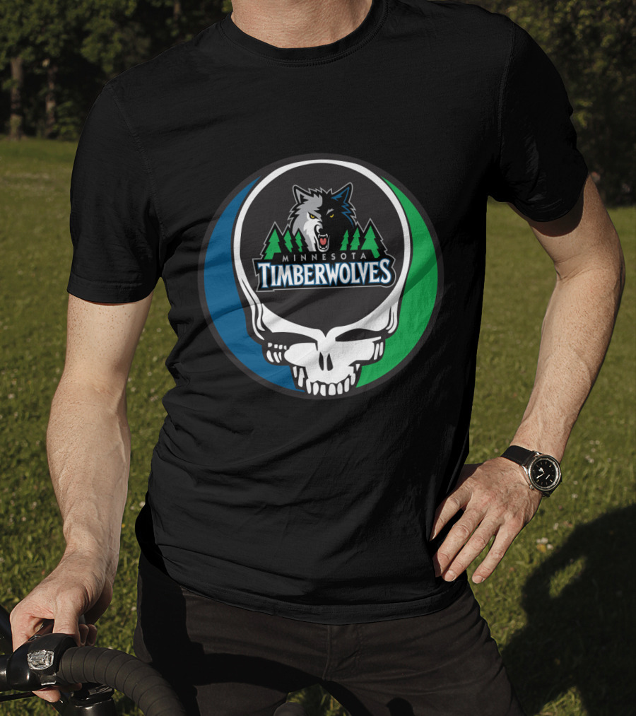 Grateful Dead Minnesota Timberwolves Basketball Fan Skull T-Shirt