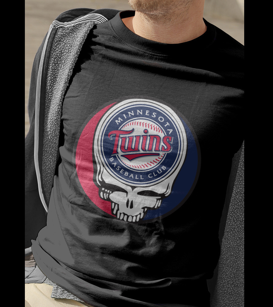 Minnesota Twins Baseball Club And Grateful Dead Skull Logo Mashup T-Shirt