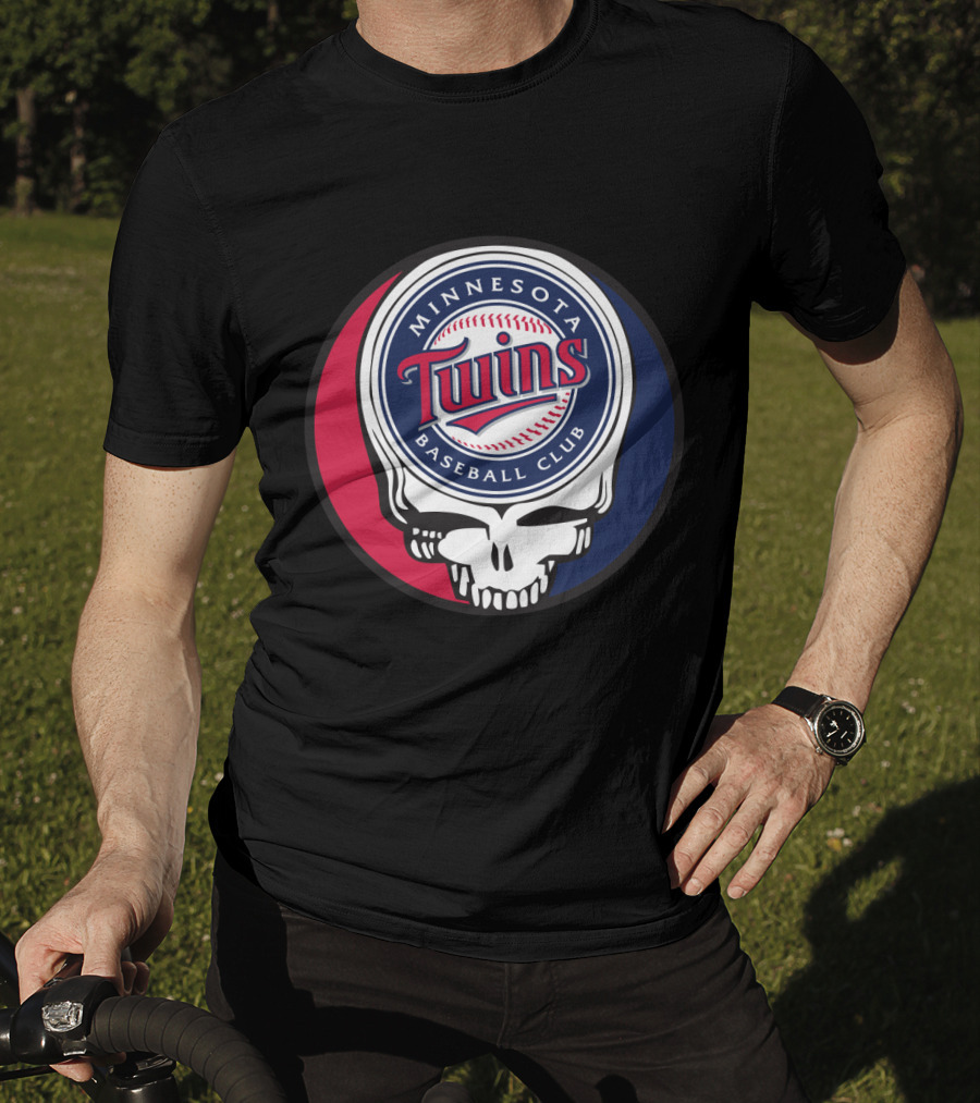 Minnesota Twins Baseball Club And Grateful Dead Skull Logo Mashup T-Shirt