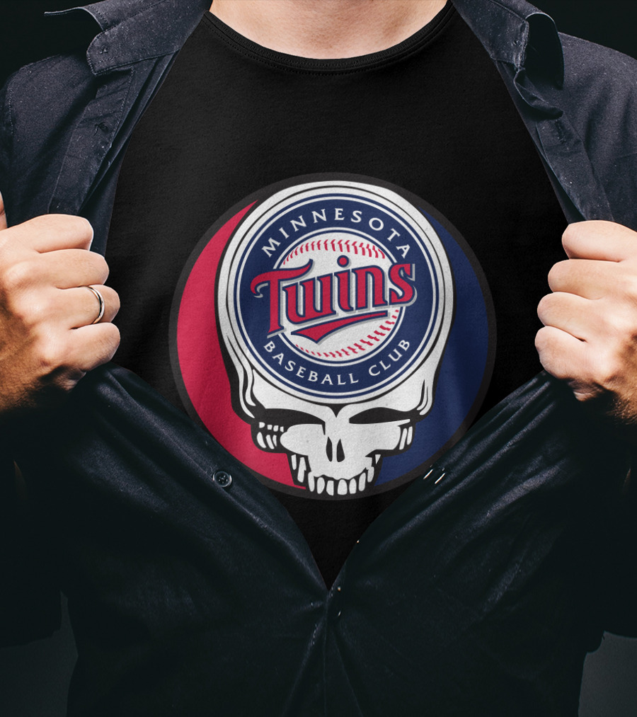 Minnesota Twins Baseball Club And Grateful Dead Skull Logo Mashup T-Shirt