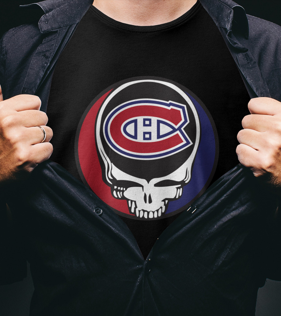 Grateful Dead Skull With Montreal Canadiens Logo For Fans T-Shirt