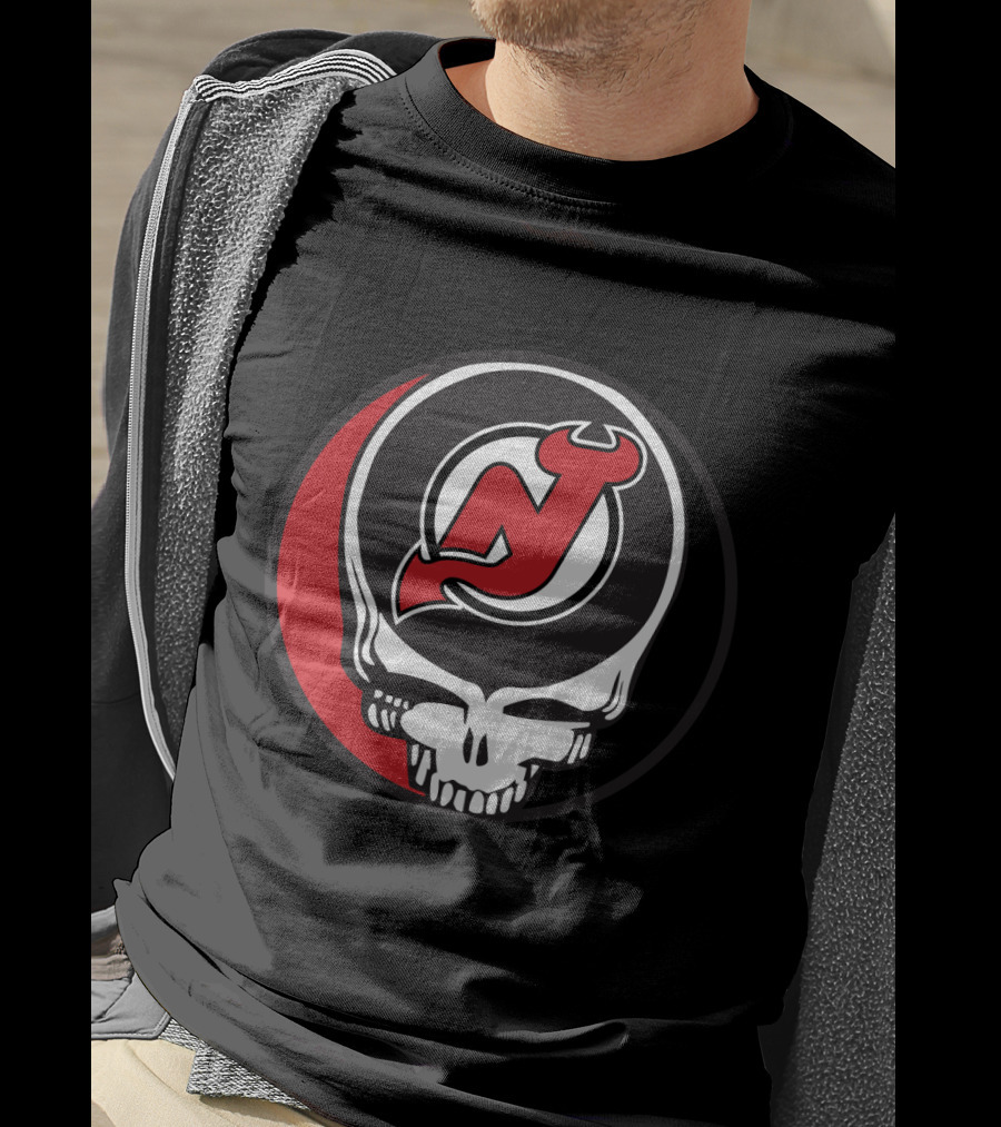 Grateful Dead Skull With New Jersey Devils Logo For Fans T-Shirt