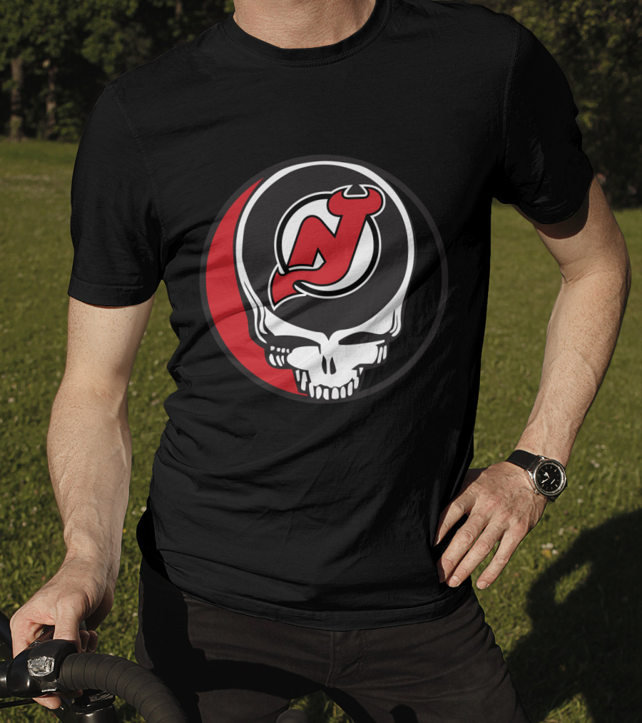 Grateful Dead Skull With New Jersey Devils Logo For Fans T-Shirt