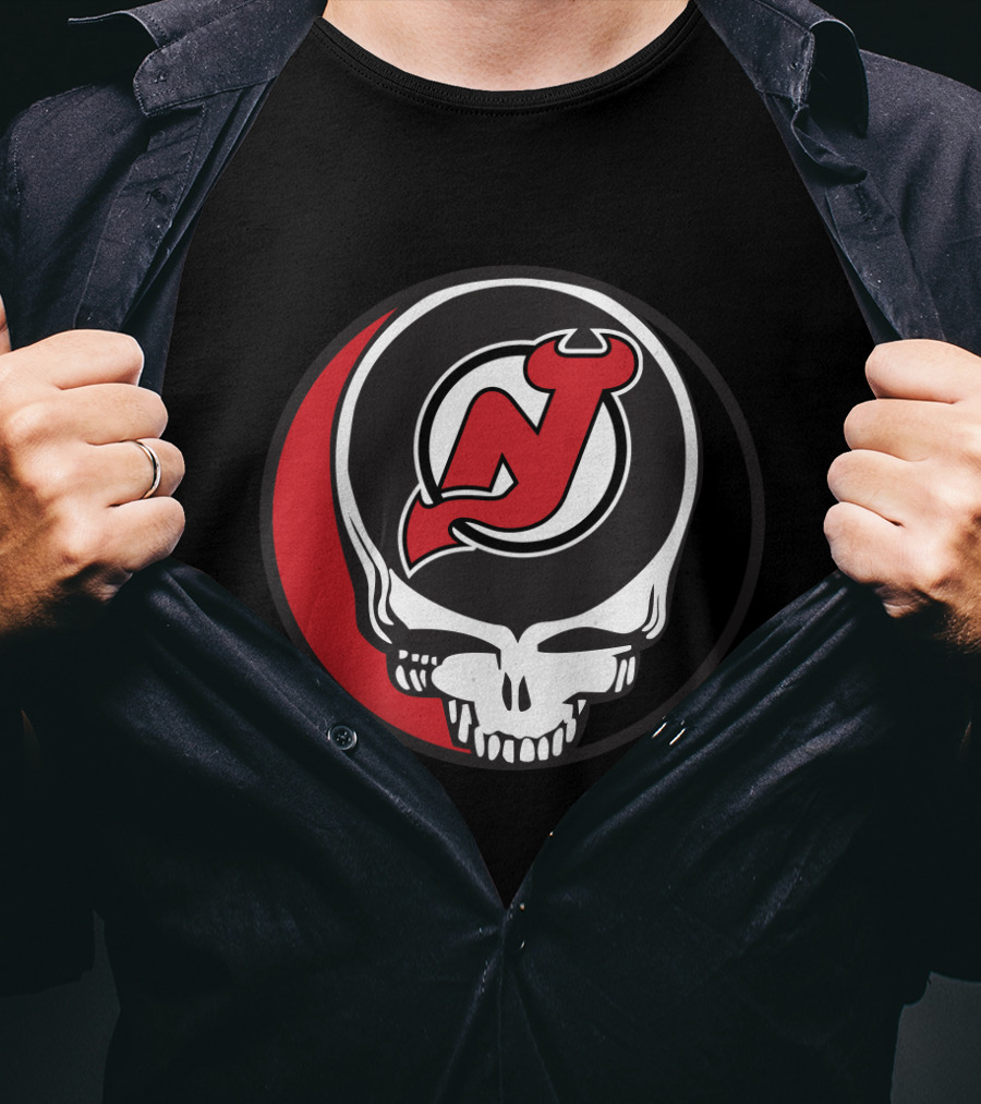 Grateful Dead Skull With New Jersey Devils Logo For Fans T-Shirt