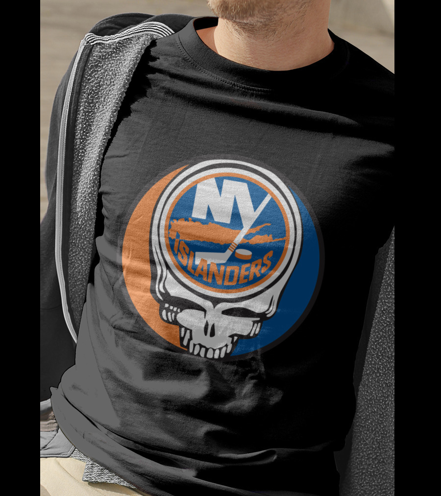 New York Islanders Grateful Dead Skull Logo Mashup T-Shirt