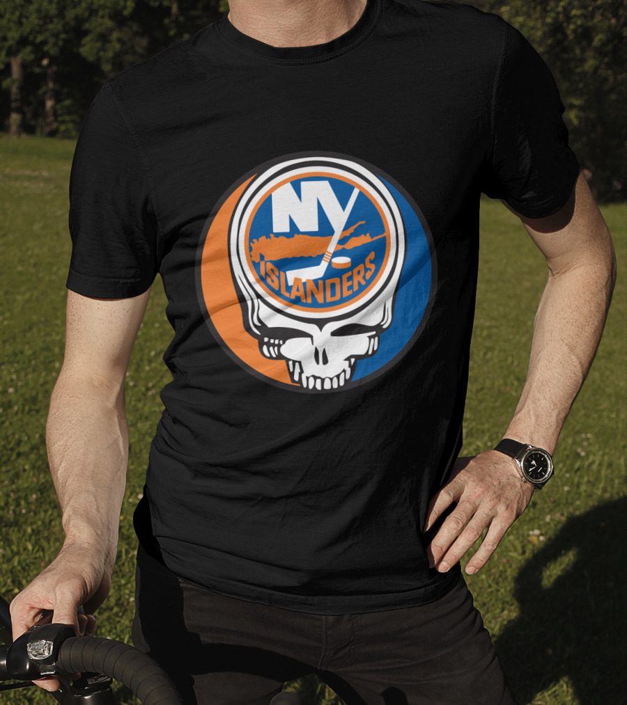 New York Islanders Grateful Dead Skull Logo Mashup T-Shirt