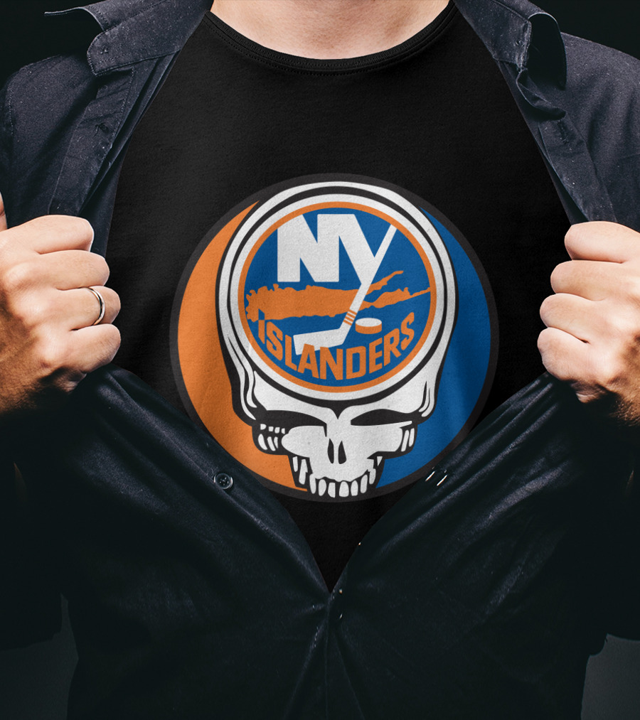 New York Islanders Grateful Dead Skull Logo Mashup T-Shirt
