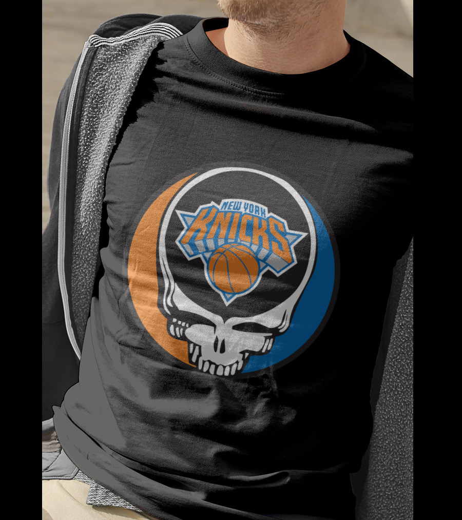 New York Knicks Grateful Dead Skull Basketball Fusion T-Shirt