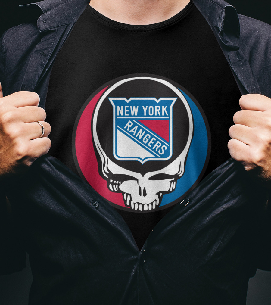 New York Rangers Grateful Dead Steal Your Face Skull Logo Fan T-Shirt
