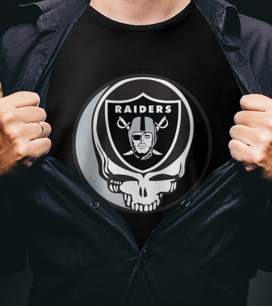 Grateful Dead Raiders Skull Logo For Oakland Raiders Fans T-Shirt