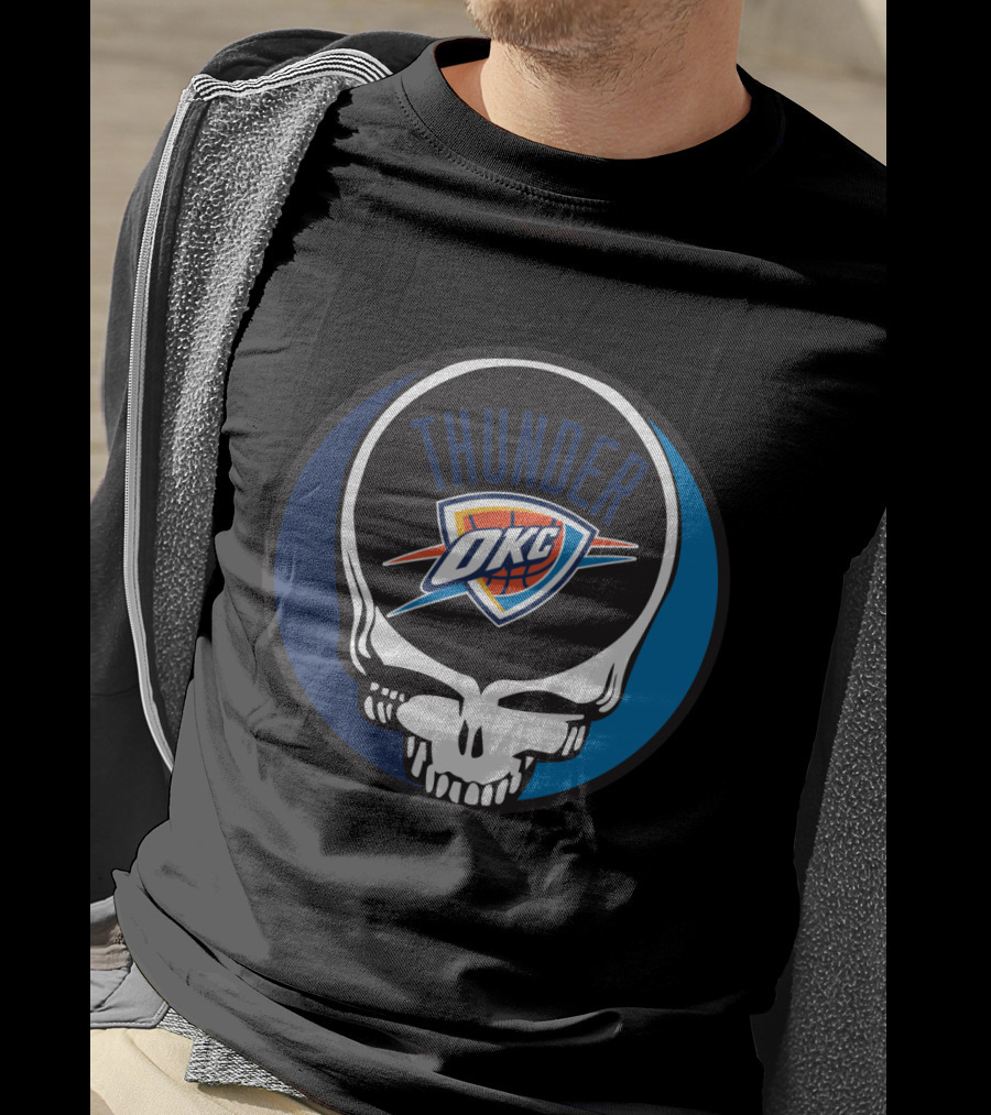 Thunder Okc Basketball Skull Icon For Grateful Dead Oklahoma City Fans T-Shirt