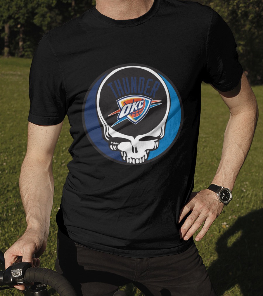 Thunder Okc Basketball Skull Icon For Grateful Dead Oklahoma City Fans T-Shirt