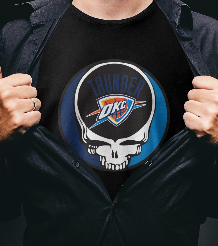 Thunder Okc Basketball Skull Icon For Grateful Dead Oklahoma City Fans T-Shirt
