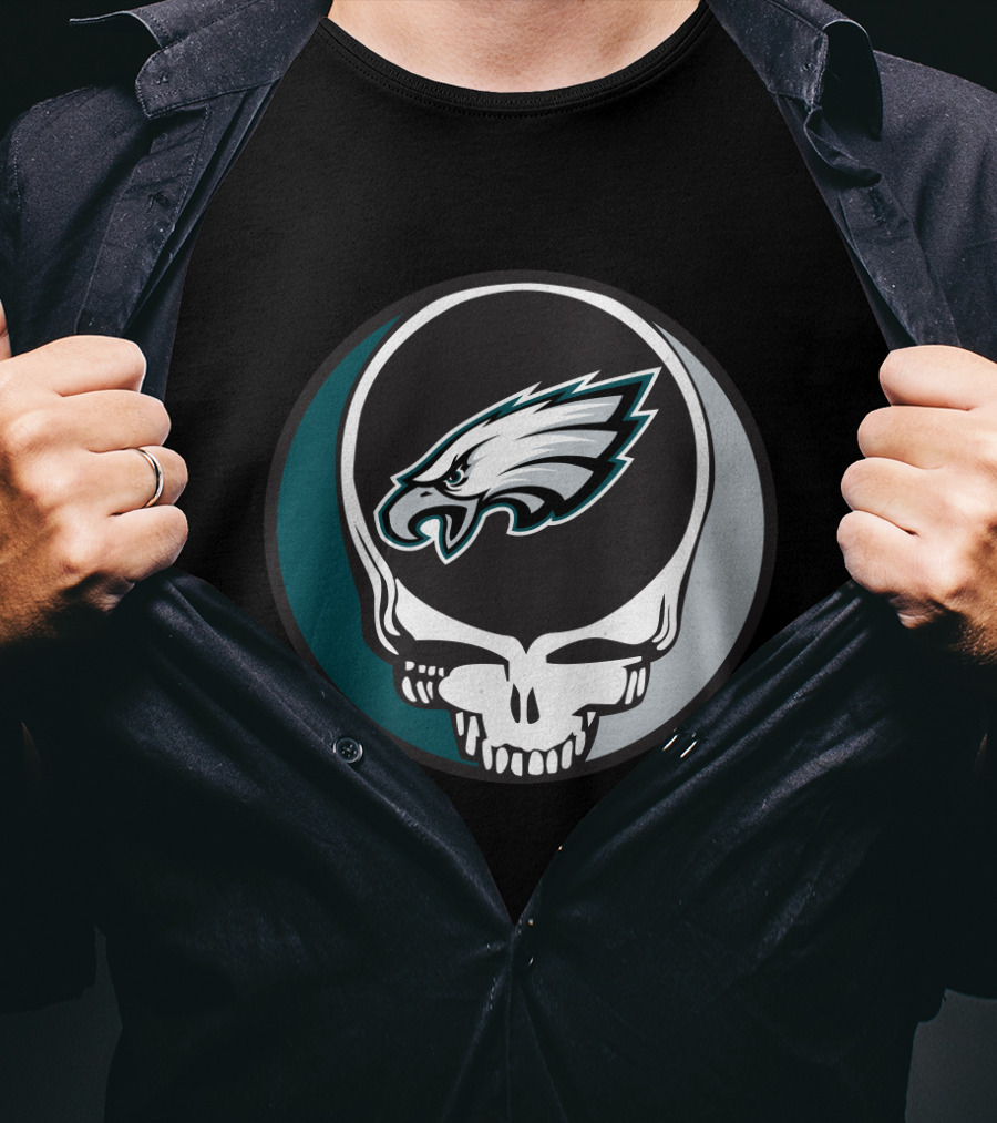 Grateful Dead Philadelphia Eagles Skull Logo Fusion T-Shirt