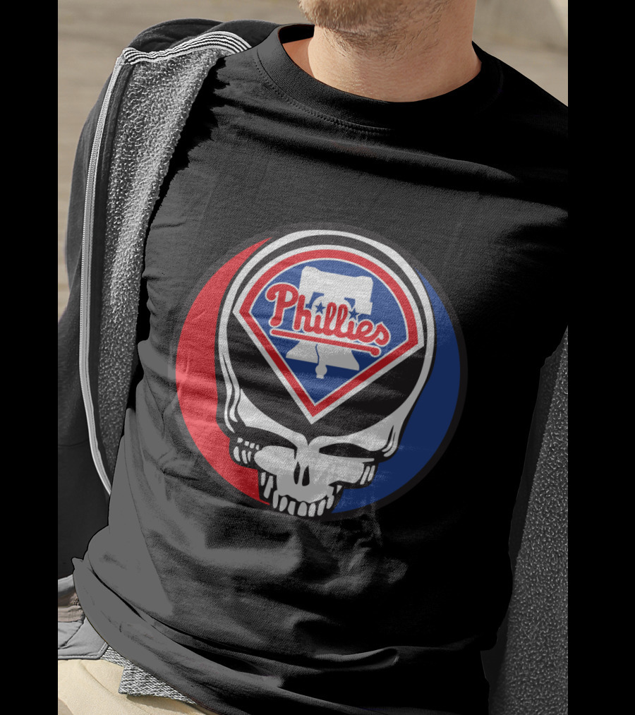 Philadelphia Phillies Grateful Dead Mashup Skull T-Shirt